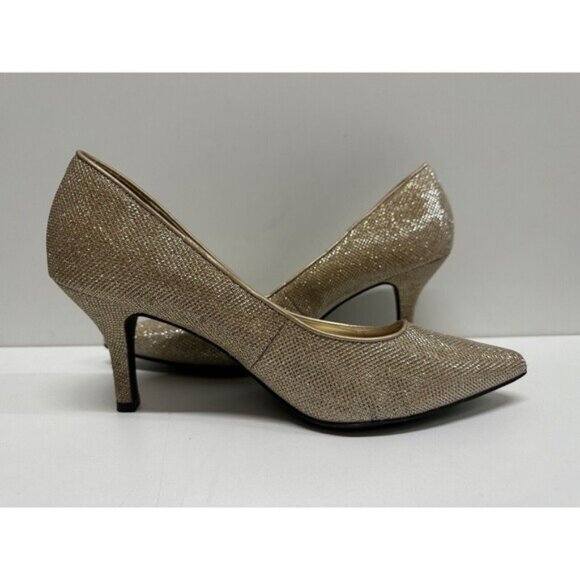 Fioni Night women size 11 gold shimmer party sparkle pointy heel shoes - Picture 4 of 12